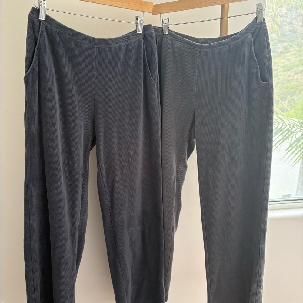 L.L. Bean Gray and Blue Corduroy Track Pants Soft Fabric and Sweatpants